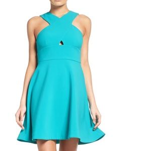 Formal turquoise cross formal dress